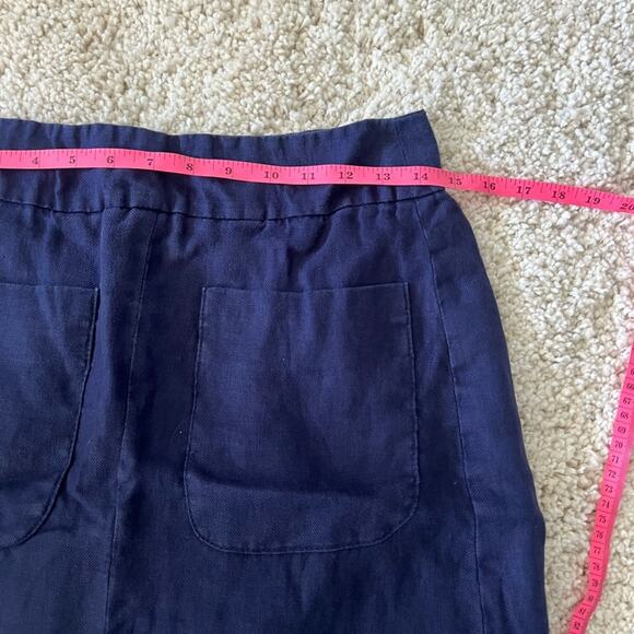 Loft Navy Blue Linen Pocket Front Skirt Size 4 - Picture 6 of 7